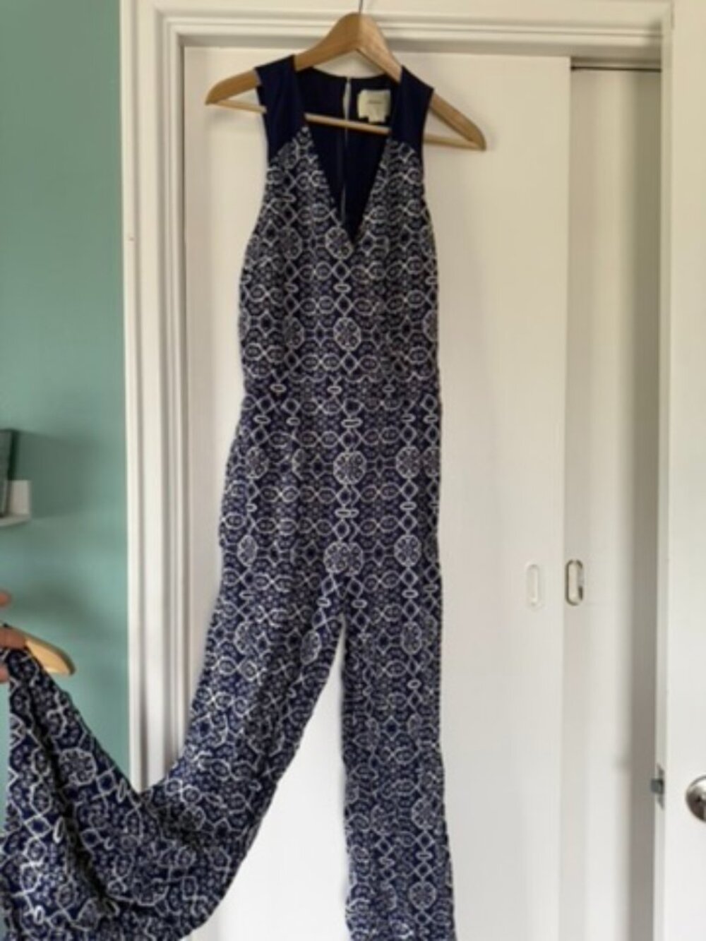 Elevenses Jumpsuit Blue Geometric size 8